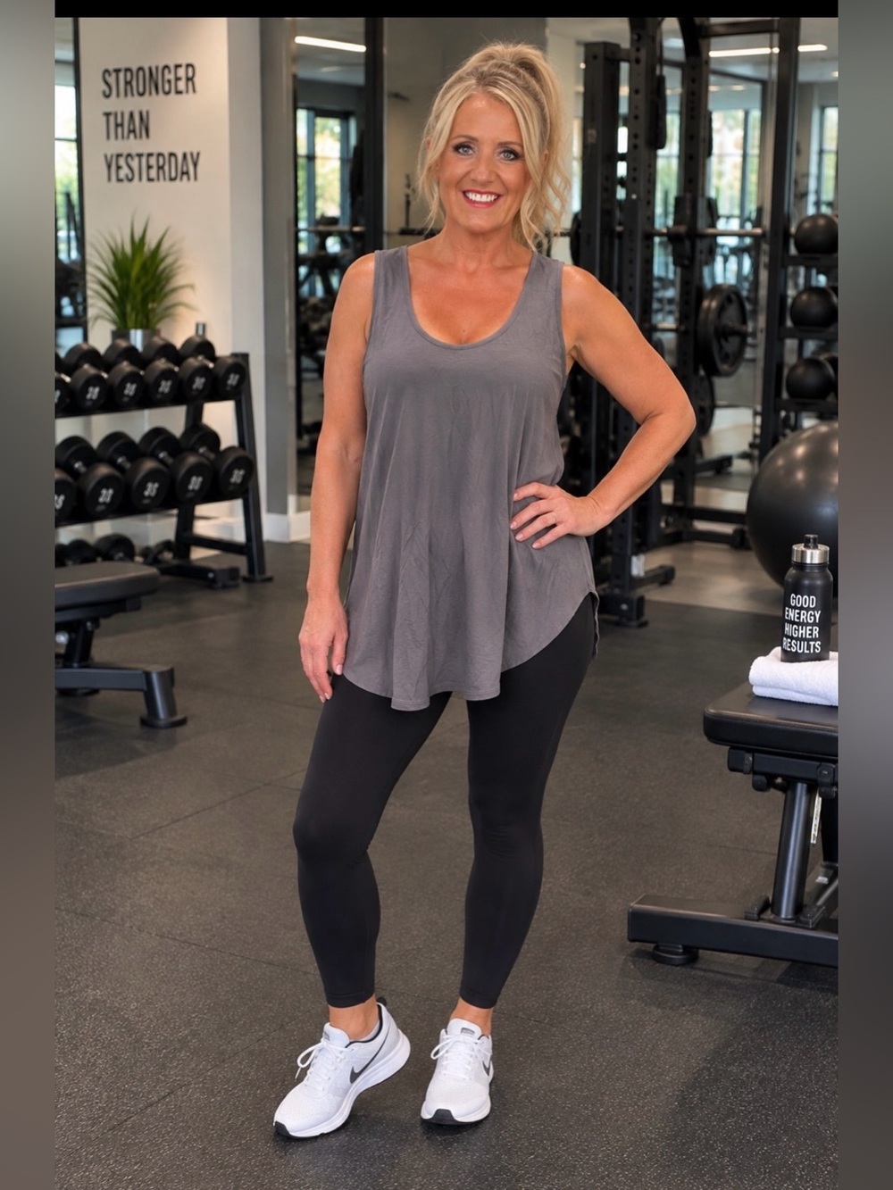 Relaxed Gray Scoop Neck Tank Top — Large NWT